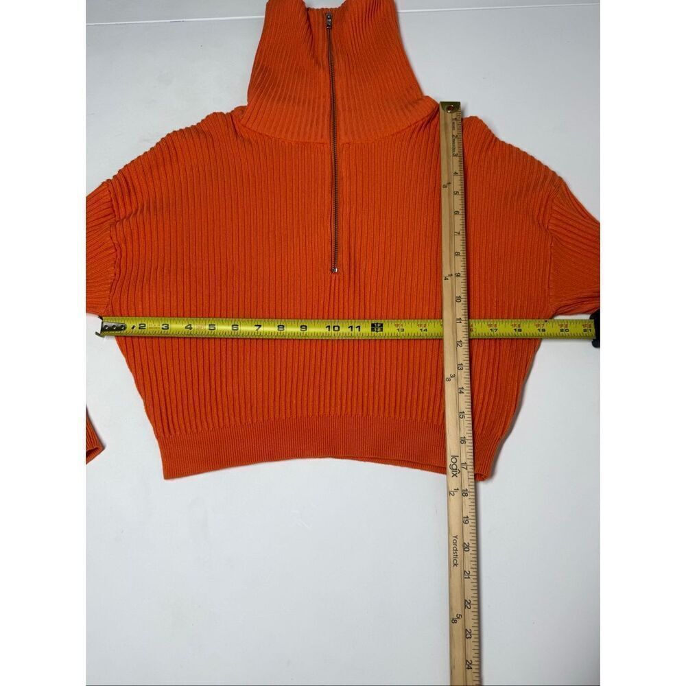 Cotton ON  Womens's Crop Rib Half Zip  Sweater Fiery Orange  Sz L See Notes - Picture 10 of 13